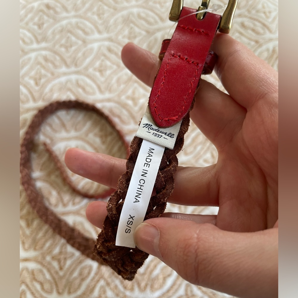 Y2K Madewell Ox Blood Red Woven Leather Belt - Picture 5 of 5